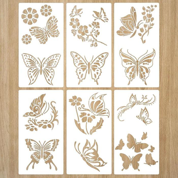 Pochoirs papillon 6 pochoirs réutilisables pour peinture et bricoge assortis pour scrapbooking Pochoirs Papillons (6 Pièces)