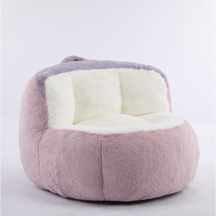 SENVIRO Fauteuil pouf oversize 106 x 110 x 77 cm faux fur multicolore mousse déchiquetée sans montage