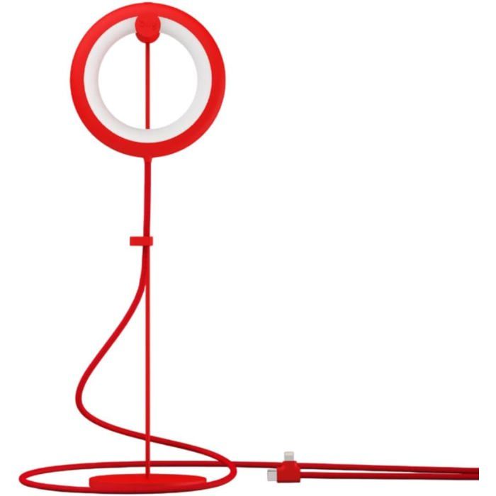BILY Lampe de Bureau LED Bird Rouge avec Perchoir 3 Intensités USB-C et Lightning Lampe de Lecture Portable