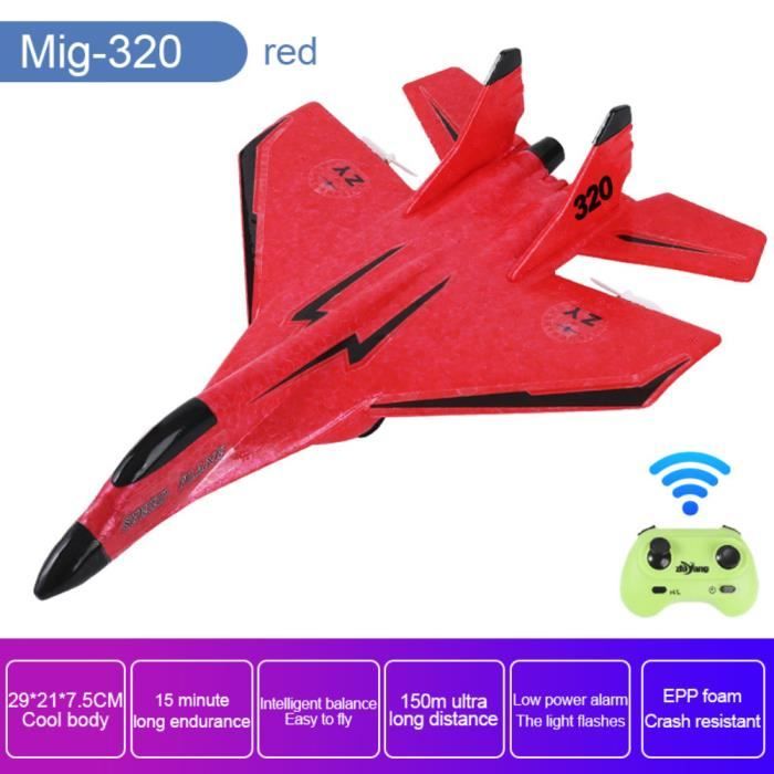 Avion De Chasse RC 360° Avec Lumières LED – Mousse EVA – 6 Canaux, Vol Stationnaire – 3 Batteries – Cadeau Enfant/Adulte