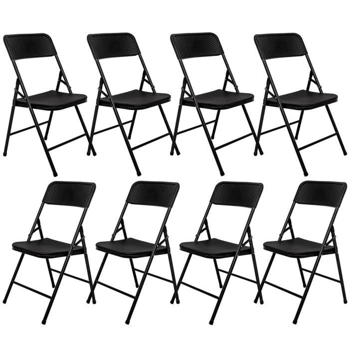 8 chaises pliantes jusqu'à 150kg - siège de balcon chaise de jardin aspect roti