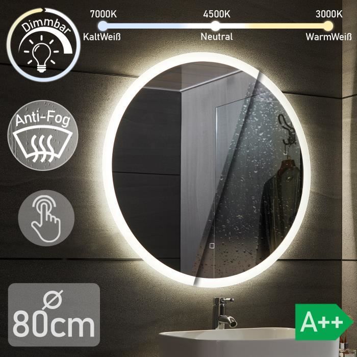 Miroir LED LINIA 80x70cm Aluminium - AQUARINE Réf. 824930