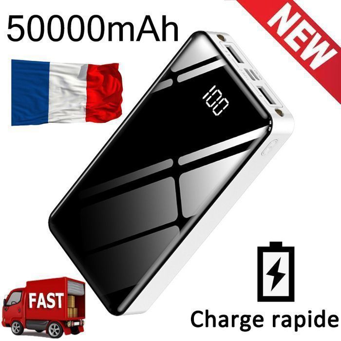 KREKCO®Batterie Externe portable 30000ma grande capacité charge rapide