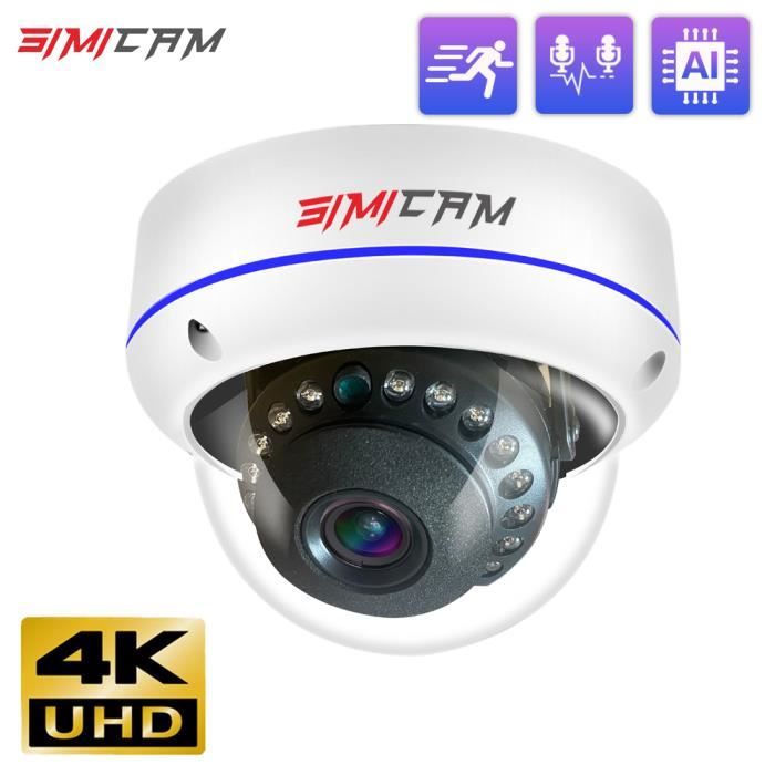 Super 4K 12V - 6mm - caméra de Surveillance dôme extérieure IP PoE hd