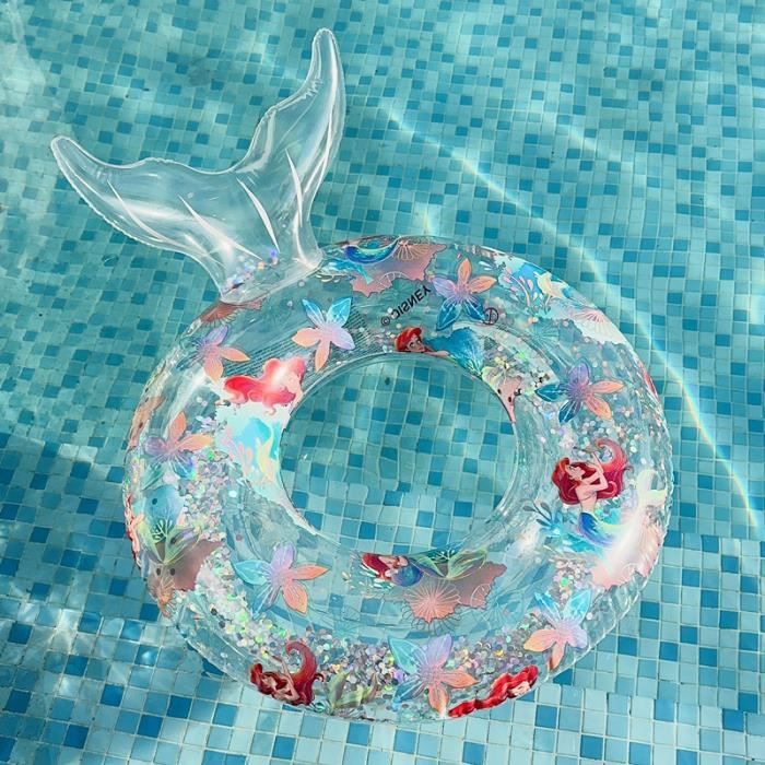 Bouée Sirène Gonflable Pour Enfants 3-9 Ans – Anneau De Natation Avec Paillettes, PVC Résistant UV, Charge Max 35 Kg – Rose, 70 Cm