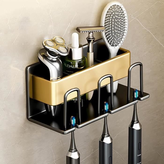 COMNICO Porte-Brosses à Dents En Bambou - Organiseur 3 Fentes Avec Séparateur, Blanc Pour Salle De Bain