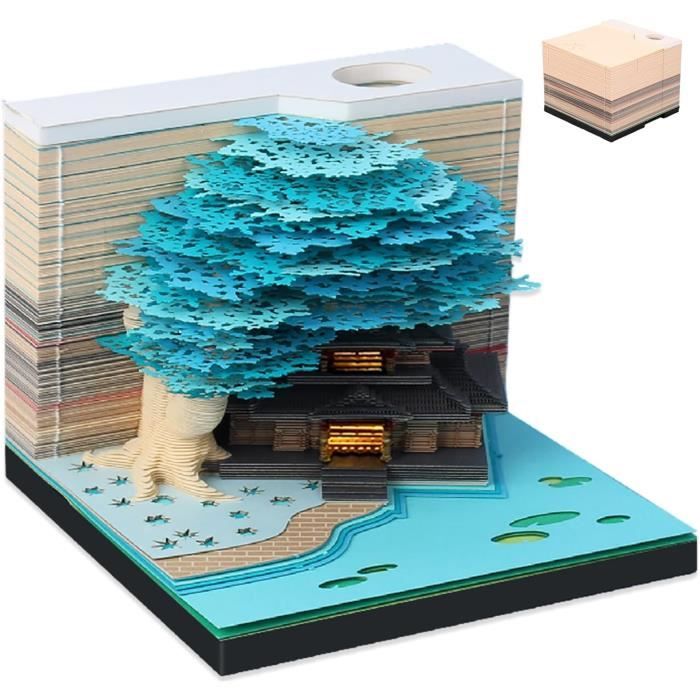Calendrier 3D 2026 Cabane Dans Les Arbres Avec Lumière LED - Notes Autocollantes Vert