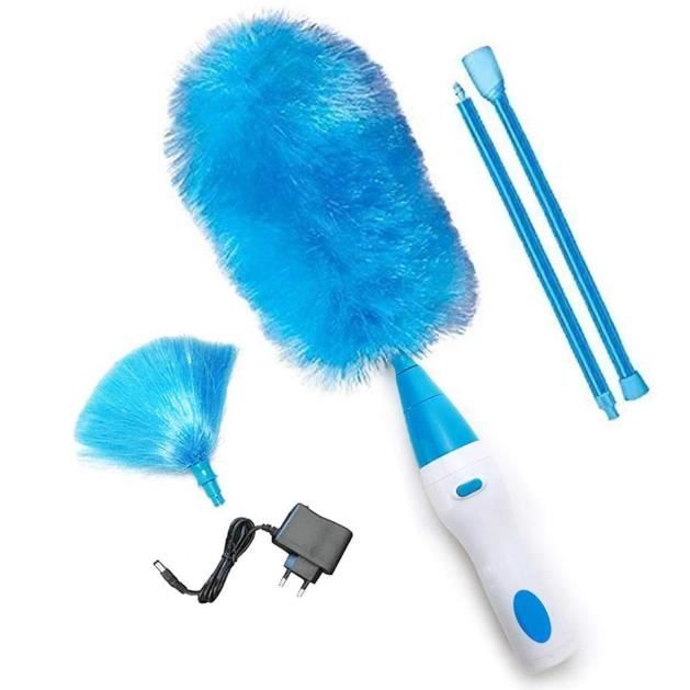 Plumeau électrique multifonction à piles 360 Degrés Rotatif Plumeau Poussiere avec manche extensible Brosse de Nettoyage Électrique