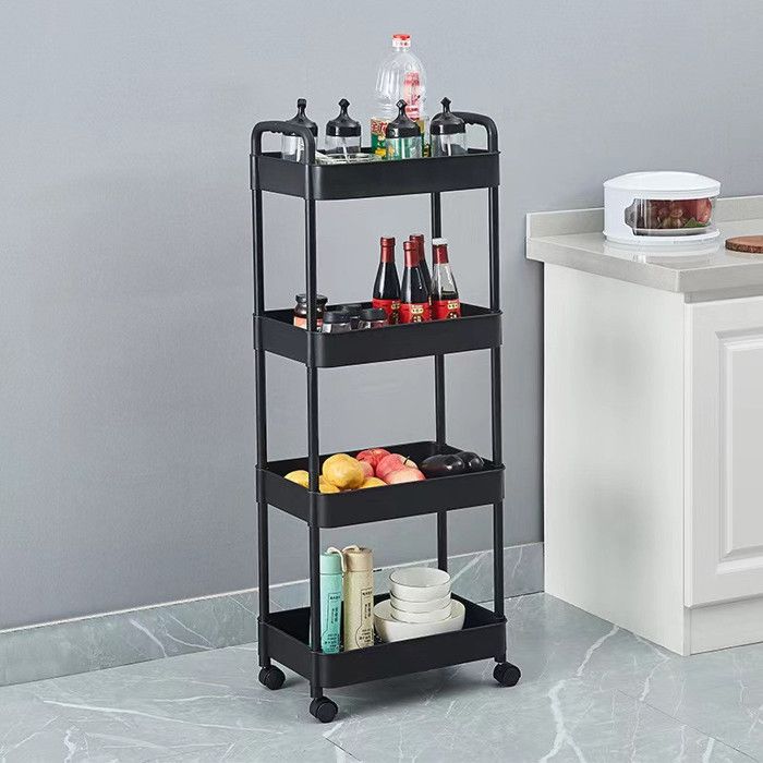 Desserte à roulettes - DECONATION - Noir - 4 niveaux - 119 cm - Rangement mobile