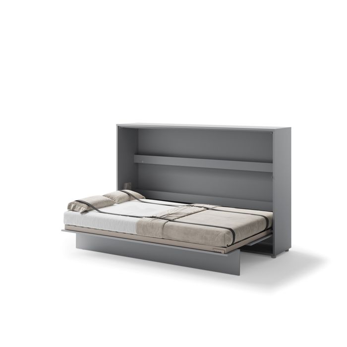 Lit escamotable horizontal avec LED mécanisme d’ouverture pneumatique – SMART - 46 cm x 211 cm x 138 cm - Gris