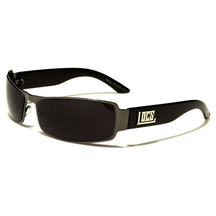Lunettes De Soleil LOCS Graffiti Gangster Rap - Monture Noire, Verres Gris UV400 - Neuf étiqueté