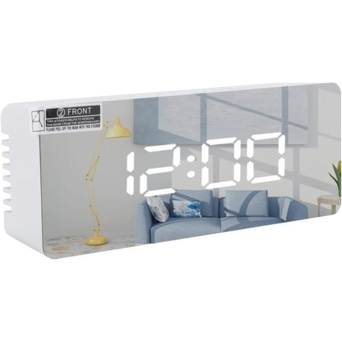 Réveil Chargeur Miroir Blanc