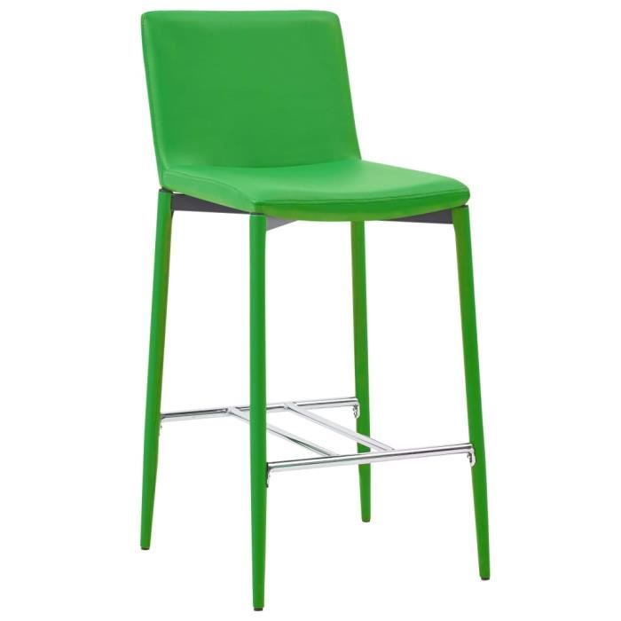home-market - lot de 2 chaises de bar - tabourets hauts - vert similicuir fr6265