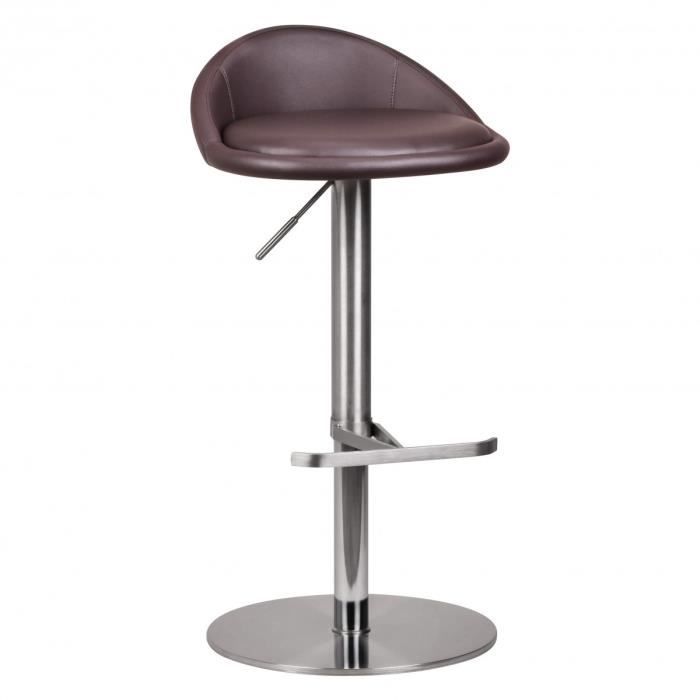 WOHNLING Tabouret Durable M1 en acier inoxydable brossé en PU marron