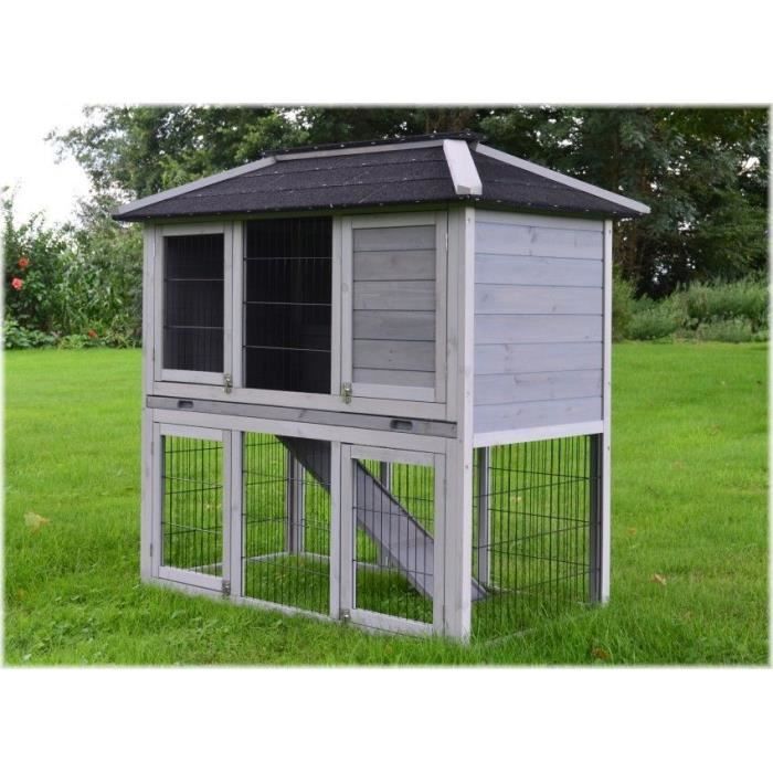 Cage Clapier Enclos Abris pour petits animaux grande cage extérieur en bois pour lapins Villa de ville