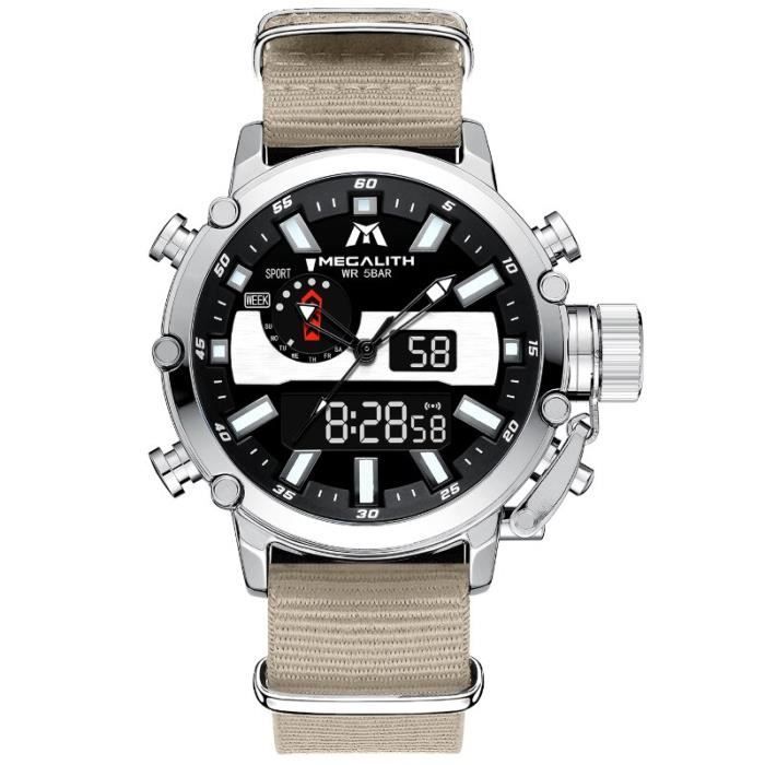 MEGALITH montre-bracelet multifonction pour hommes, chronographe sportif, à  Quartz, prix de gros, 8229 nylon khaki -JEAI5638 , - Achat/vente montre -  Cdiscount