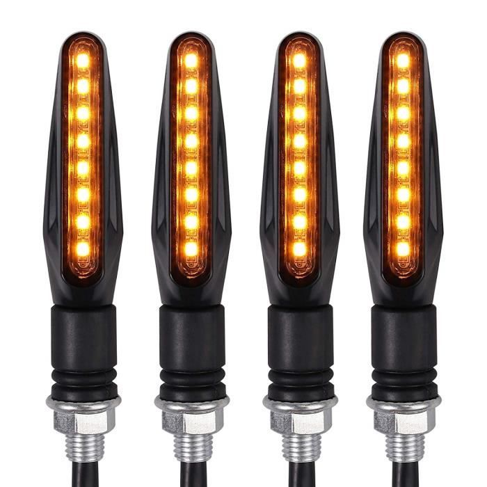 Justech 4pcs E-Marqué Clignotants Moto 10W Haute Puissance Ampoule Feu  Clignotant Indicateur Lumière Ambre Étanche 12V pour M10 Universel Moto  Scooter