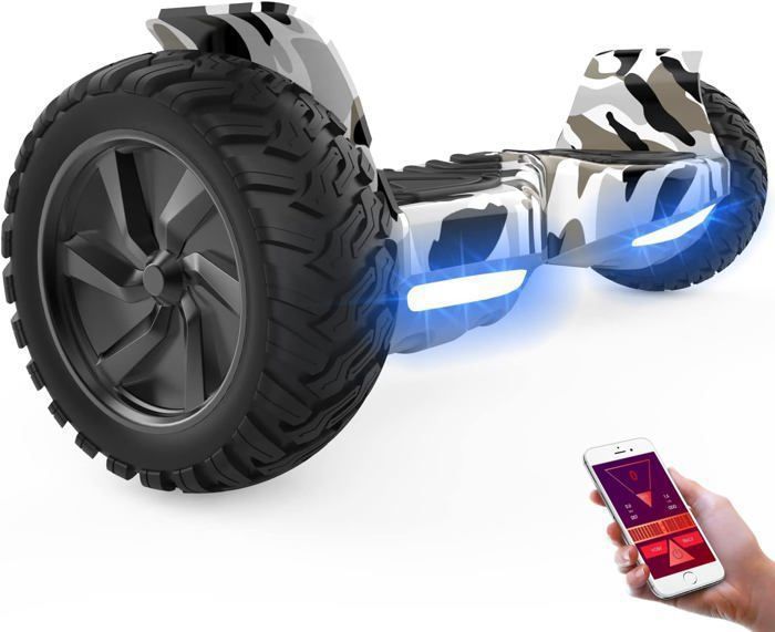 Hoverboard Tout Terrain RCB Noir 8.5 Pouces Bluetooth LED