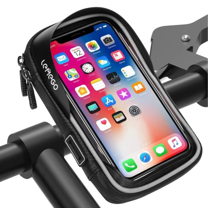 LEMEGO Support Housse de Téléphone Rotatif Etanche pour Vélo Moto Scooter  avec Espace de Rangement, 6,2 Pouces - Cdiscount Téléphonie