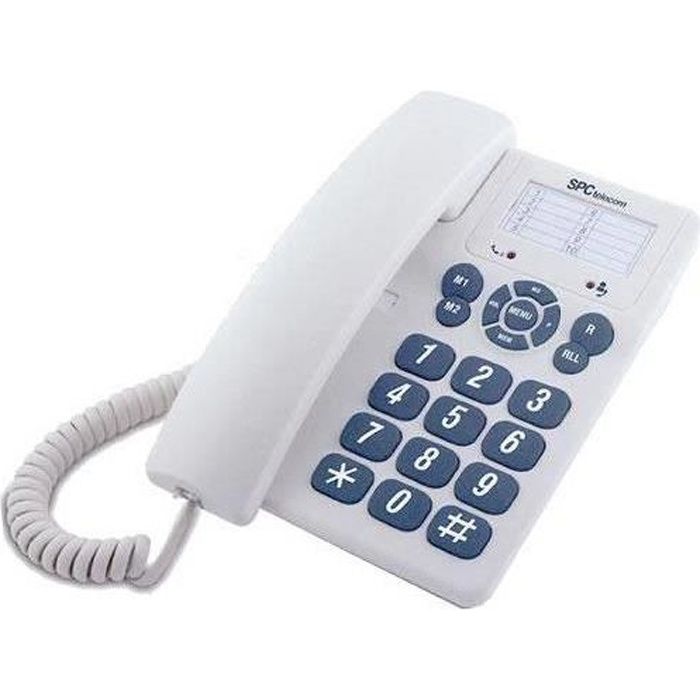 Téléphone de bureau Telecom 3602 - Blanc - Grandes touches