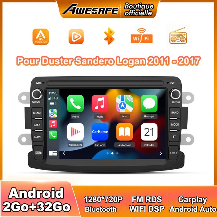 Autoradio Android 13 Per Renault Dacia - 7 Pollici 4G+64G Con CarPlay, Android Auto E Telecamera