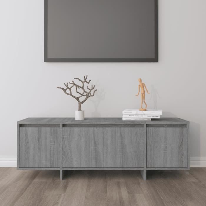 BETTEVE Meuble TV Sonoma gris 120x30x405 cm Aggloméré