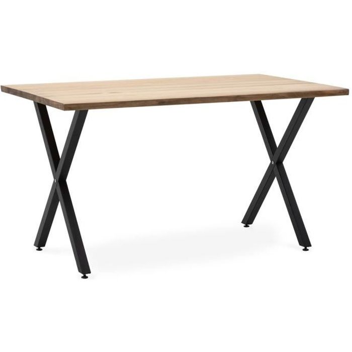 table salle à manger - box furniture - eco x - bois massif - noir-bois vieilli - rectangulaire