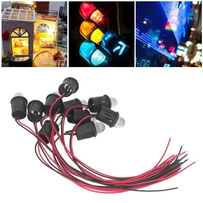 4 Voyants LED Rondes Bicolores Anode Commune 10mm 110-220V - Rouge Et Bleu