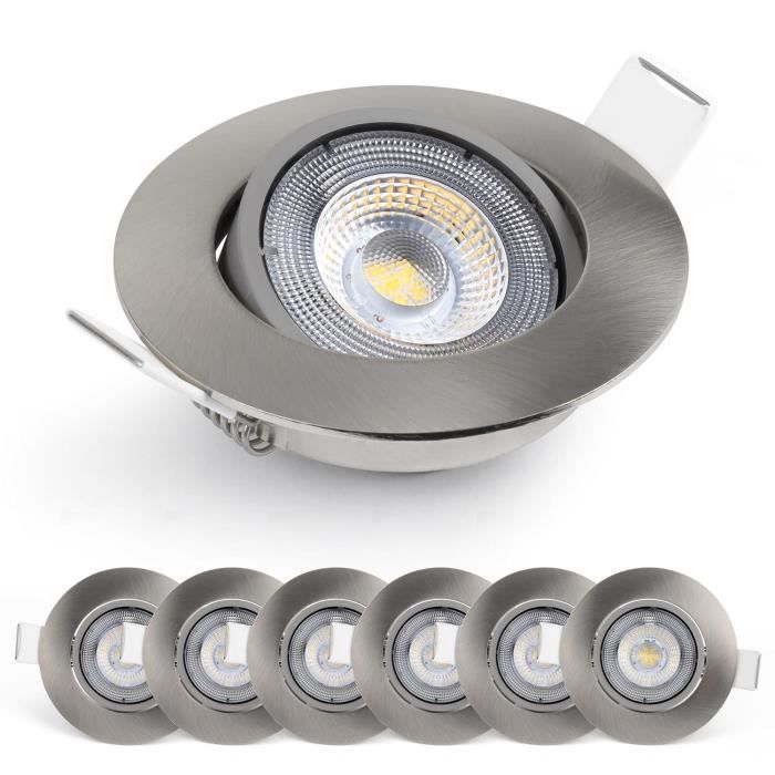 Emos Exclusive Spot LED Encastrable - Lampe Plafond Orientable 50° pour  ampoules LED 6 Spots LEDs Ronds 5 W/450 Lumens [4000K] - Cdiscount Maison