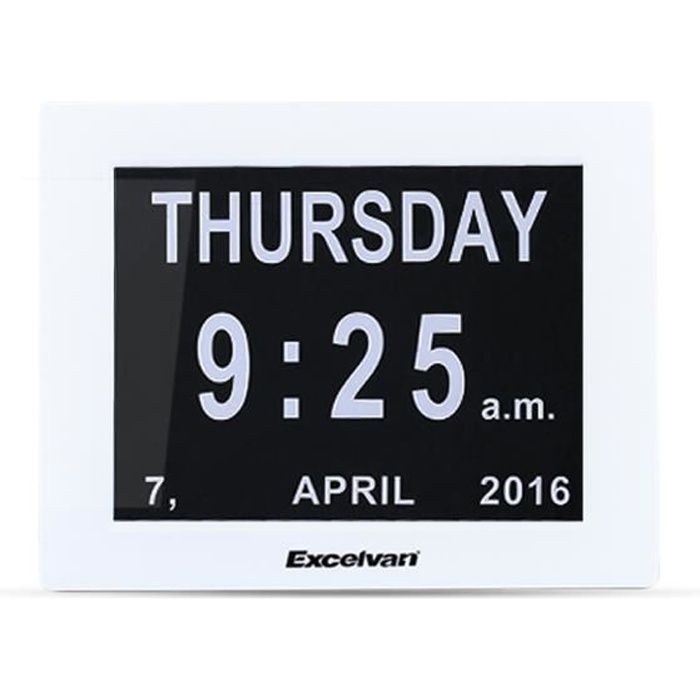 EXCELVAN 8 " Horloge Calendrier Numérique avec Date Jour et Heure