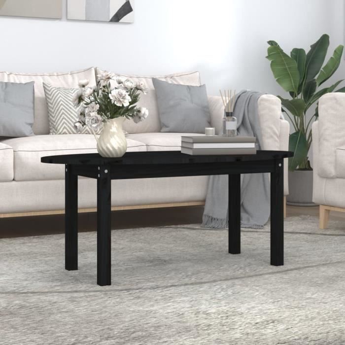 famirosa table basse noir 110x55x45 cm bois massif de pin-346