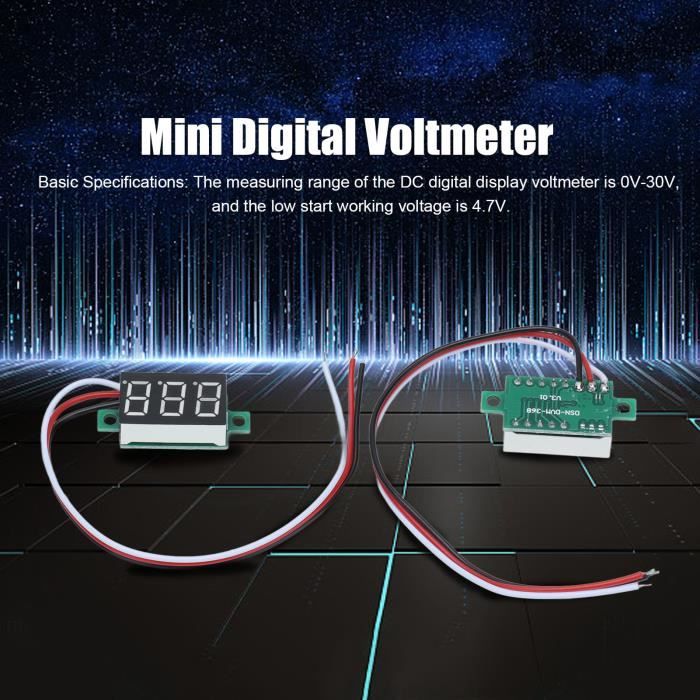 Mini Voltmètre Numérique DC LED Rouge - Testeur Tension Précis 4 Chiffres 79x43x24mm