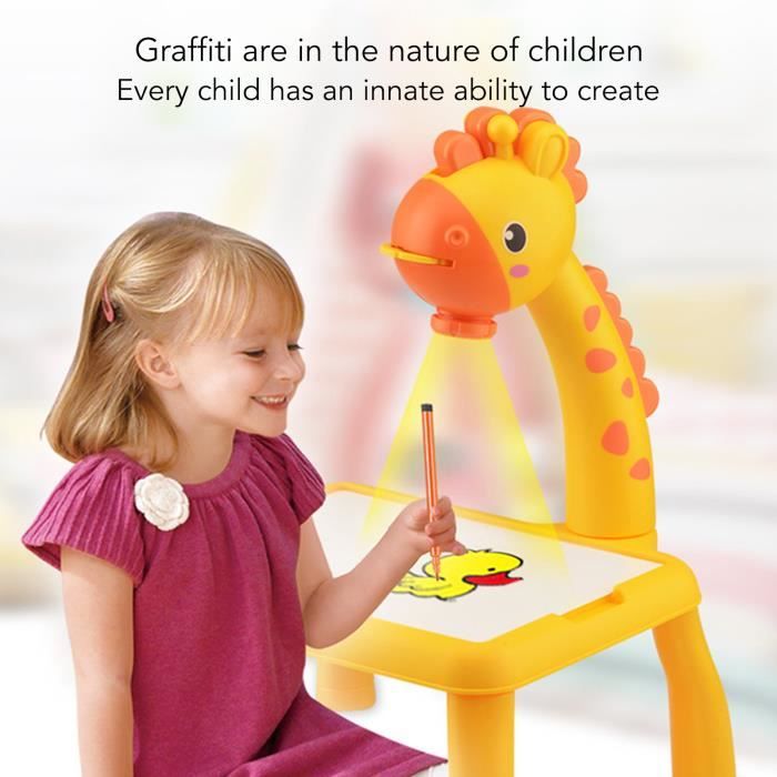 KETIEE – Projecteur De Dessin Pour Enfants – 72 Motifs Sur 9 Diapositives, 12 Crayons, Bloc De Dessin – Dès 3 Ans (rose)