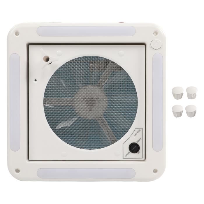 Ventilateur de toit pour camping-car 12 V 360 x 360 mm 10 pales double mode sortie dentrée dair 4 lumières LED pour remorque de