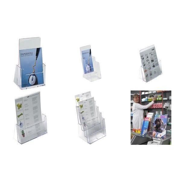 Porte-brochures Transparent Pour Format 1/3 A4 Portrait – Support De Table Ou Mural, Incassable, Visibilité Optimale