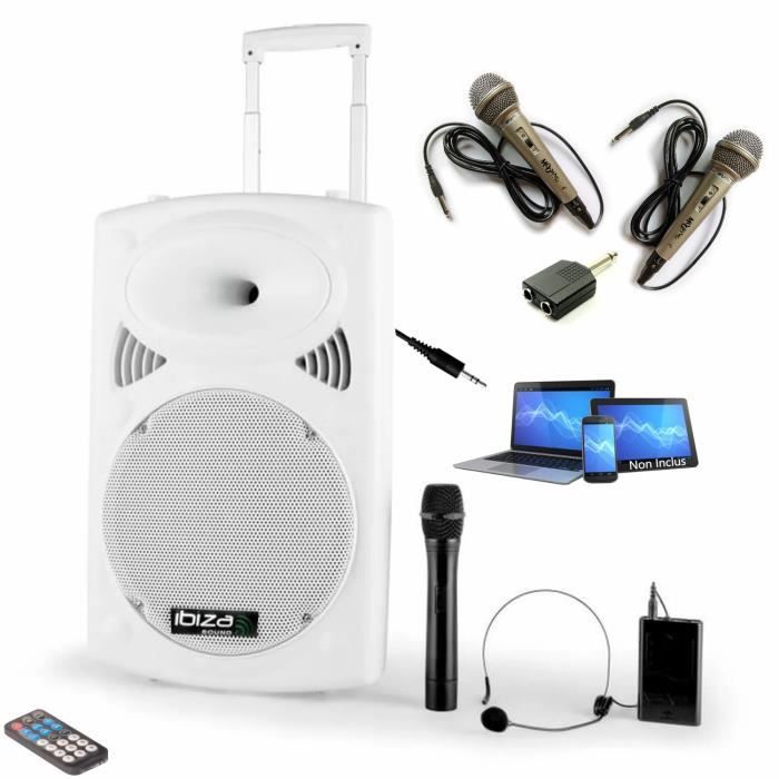 Pack Karaoke 4 Micros Ibiza Sound Enceinte Mobile Autonome