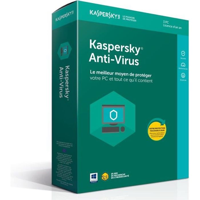 KASPERSKY Antivirus 2018 - 3 Postes / 1 An