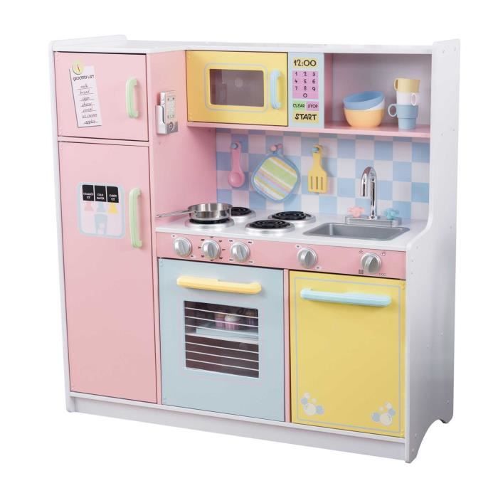 Spielwerk Cuisine pour Enfants Bois dinette cuisinière réglable Hauteur 35  Accessoires Jeu éducatif Jouet d'Imitation