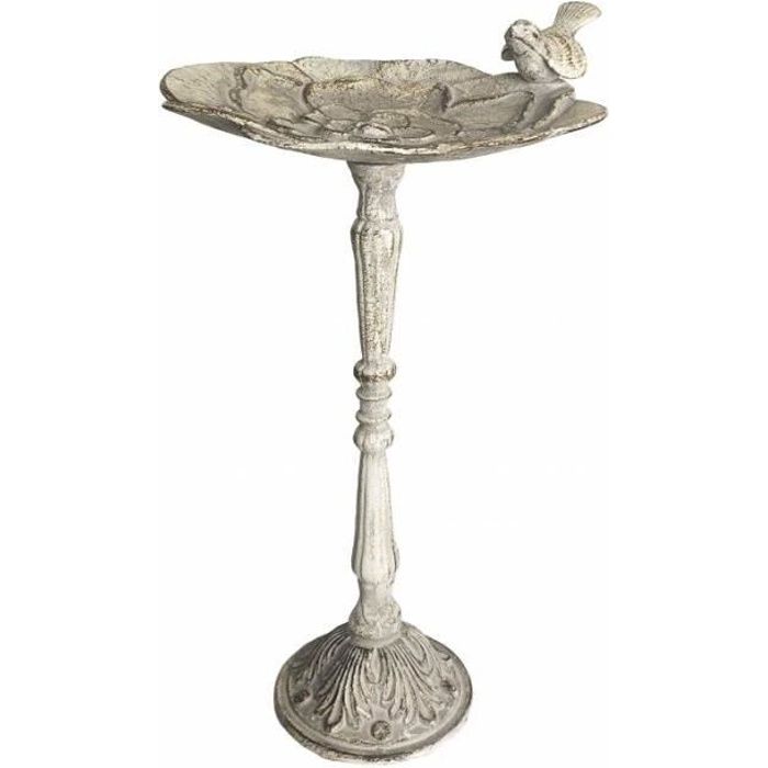 Bain A Oiseaux Fleur Sur Pied Abreuvoir Mangeoire Perchoir En Fonte Grise 26x29x49cm 49 Cdiscount