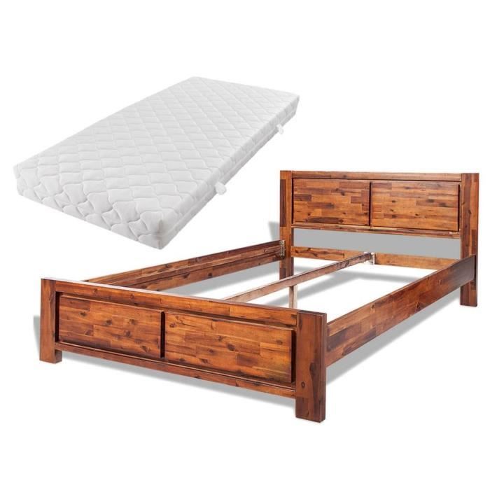 Cadre De Lit De Haute Qualite Fabrique En 100 Bois D Acacia Massif Est Une Combinaison Etonnante Entre Materiaux Naturels Et Achat Vente Lit Complet Cadre De Lit Avec Matelas Cdiscount