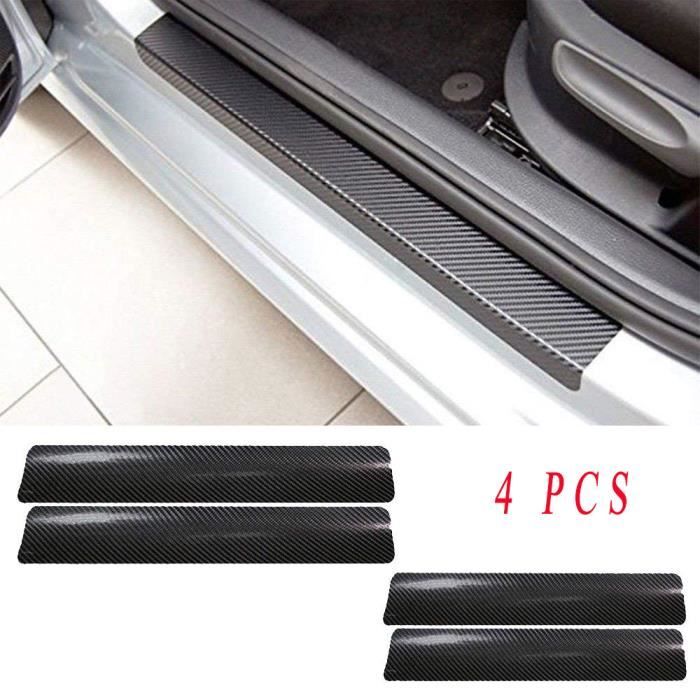 4 protections de seuils de portes de voitures - Protections autocollantes  en carbone - Cdiscount Auto