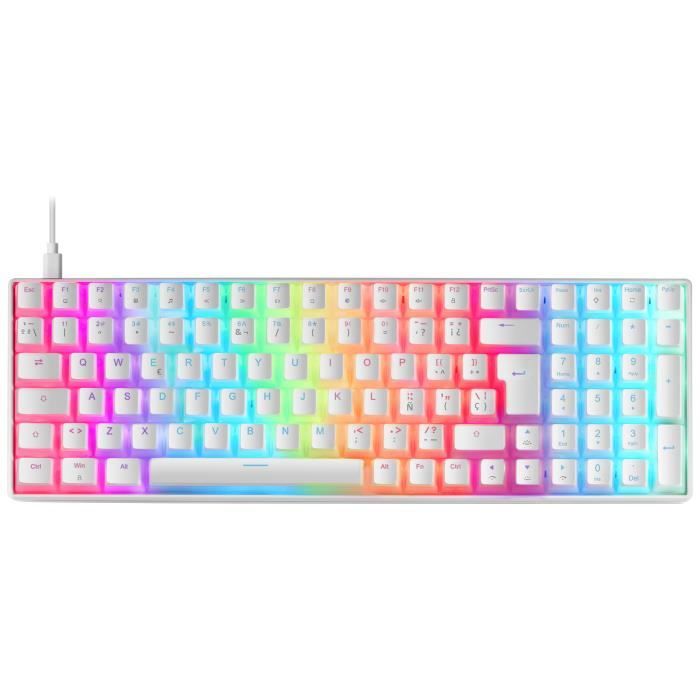 Mars Gaming MKULTRA - Clavier mécanique compact blanc RGB 96% - Switch Outemu SQ Rouge - Espagnol + US