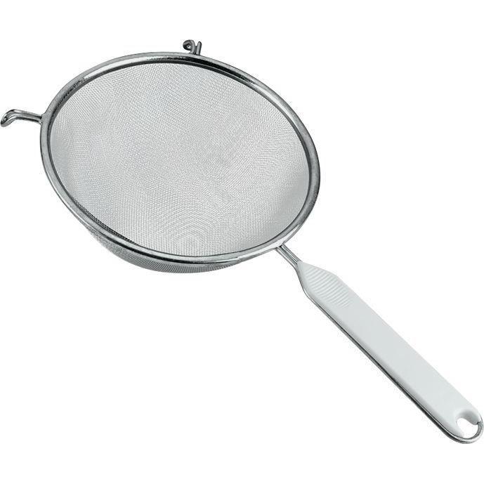 Passoire tamis à manche - D : 18 cm - aluminium et plastique - blanc