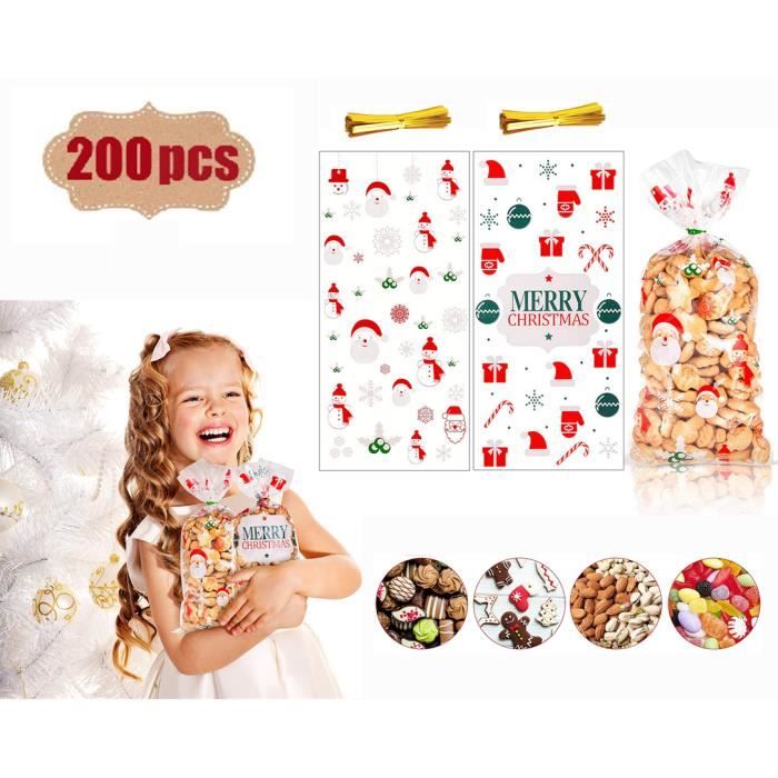 120 Sachets Transparents Pour Biscuits De Noël - 8 Styles Étoiles + Attaches - OPP Résistant - 13x27cm - 14