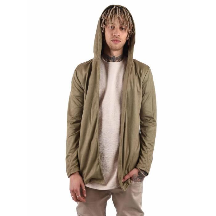Project X Paris Gilet A Capuche Nubuck En Daim Homme Kaki Cdiscount Pret A Porter