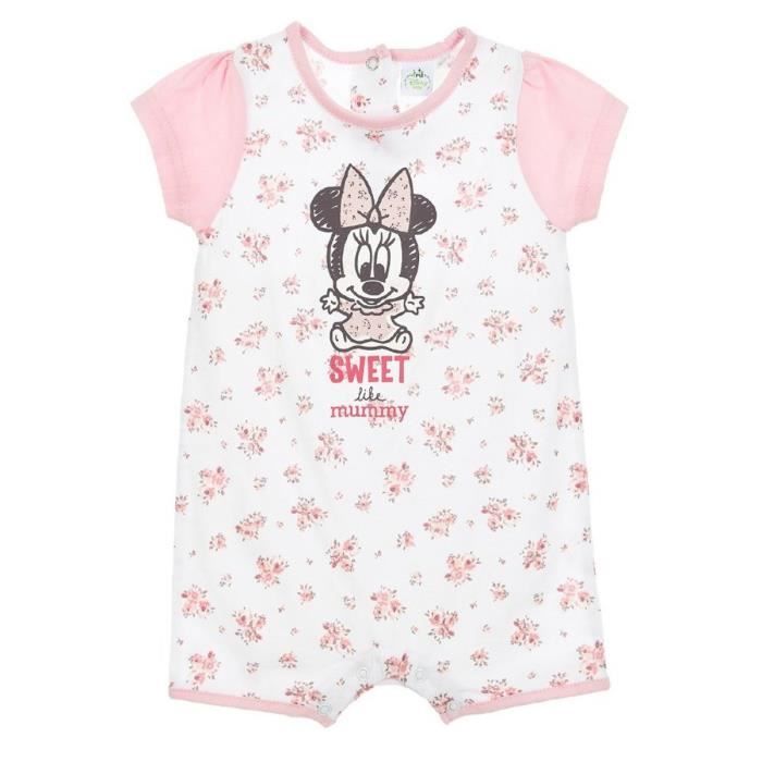 Coffret Barboteuse Bebe Fille Minnie Blanc Et Rose De 6 A 24mois Blanc Rose Cdiscount Pret A Porter