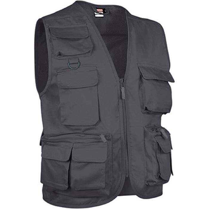 Gilet reporter multipoches sans manches SAFARI gris fonce Gris Cdiscount Pret a Porter