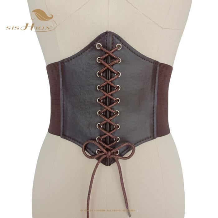 Ceinture corset large en cuir pour femme, serre-taille, sous