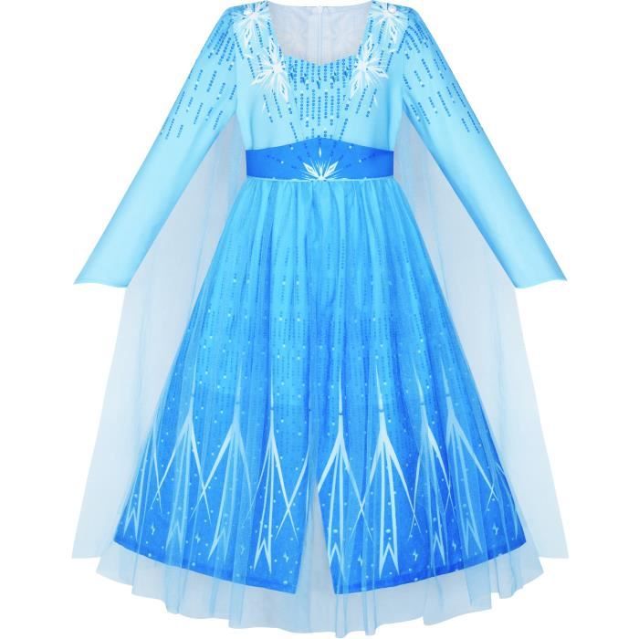 Sunny Fashion Robe Fille Congele 2 Elsa Anna Costume Fete D Anniversaire 4 12 Ans Bleu Cdiscount Pret A Porter
