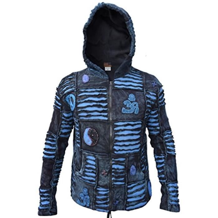 Blouson Perfecto Bomber VO9Z7 Blue Ribs Razor Cut Hippie Goth Pixie